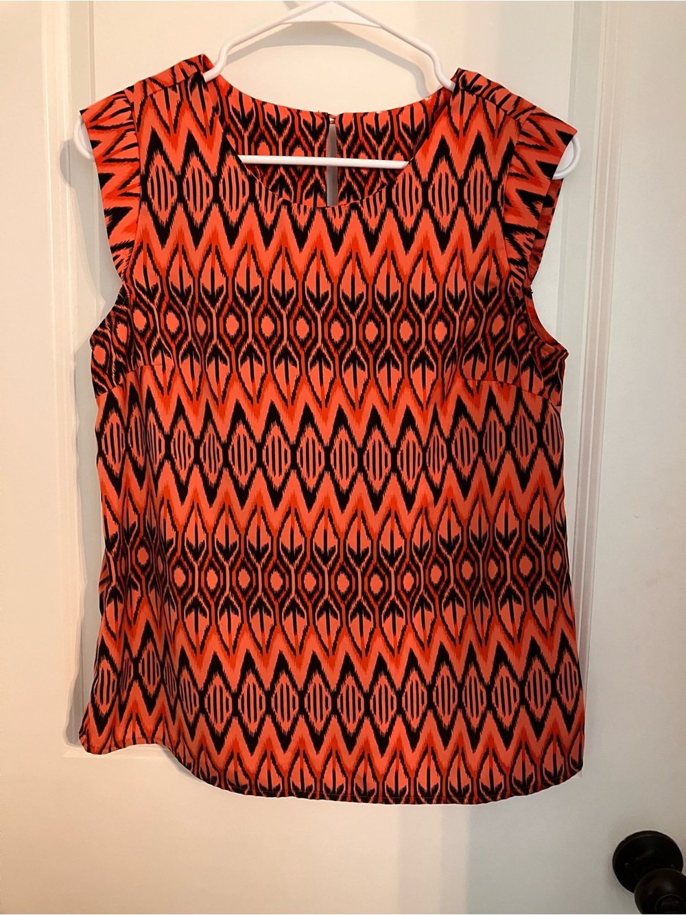 Bold Orange & Black Geometric Sleeveless Camisole